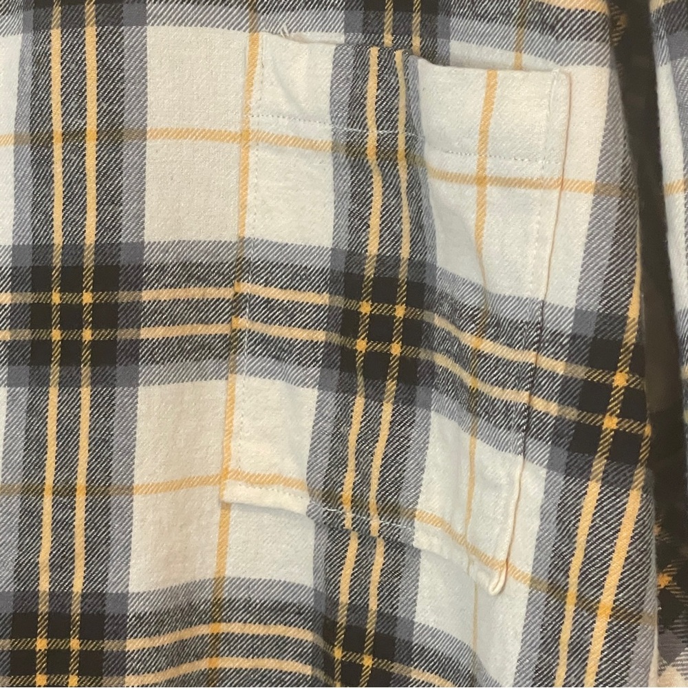 BP LS Flannel Button down Shirt Ivory Black Jacob Plaid 3XL NWT - Picture 3 of 6